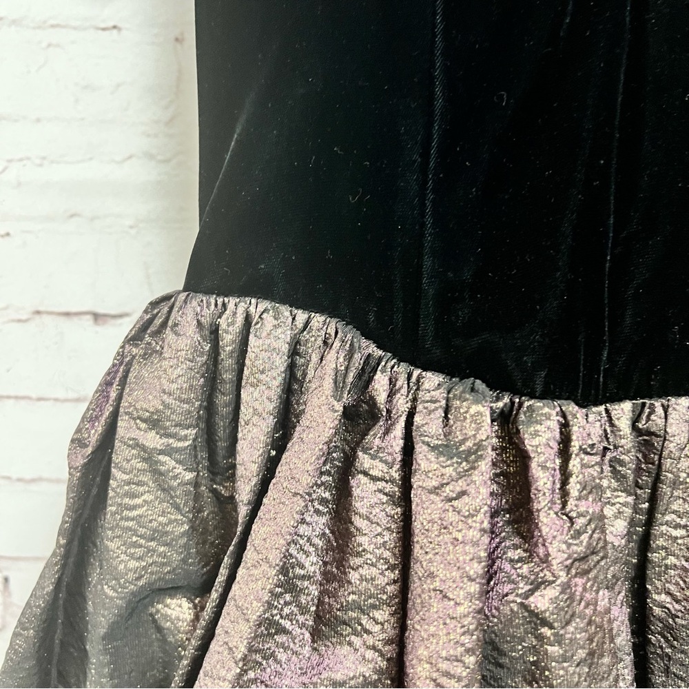 Vintage 1980’s Jessica McClintock Dress Size 6 Black Gold Velvet Metallic Full - Picture 9 of 14